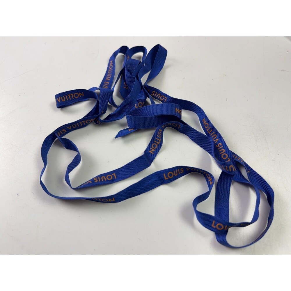 Louis Vuitton Blue Gift Ribbon w/Gold Logo 45 Inch Designer Authentic Set of 2